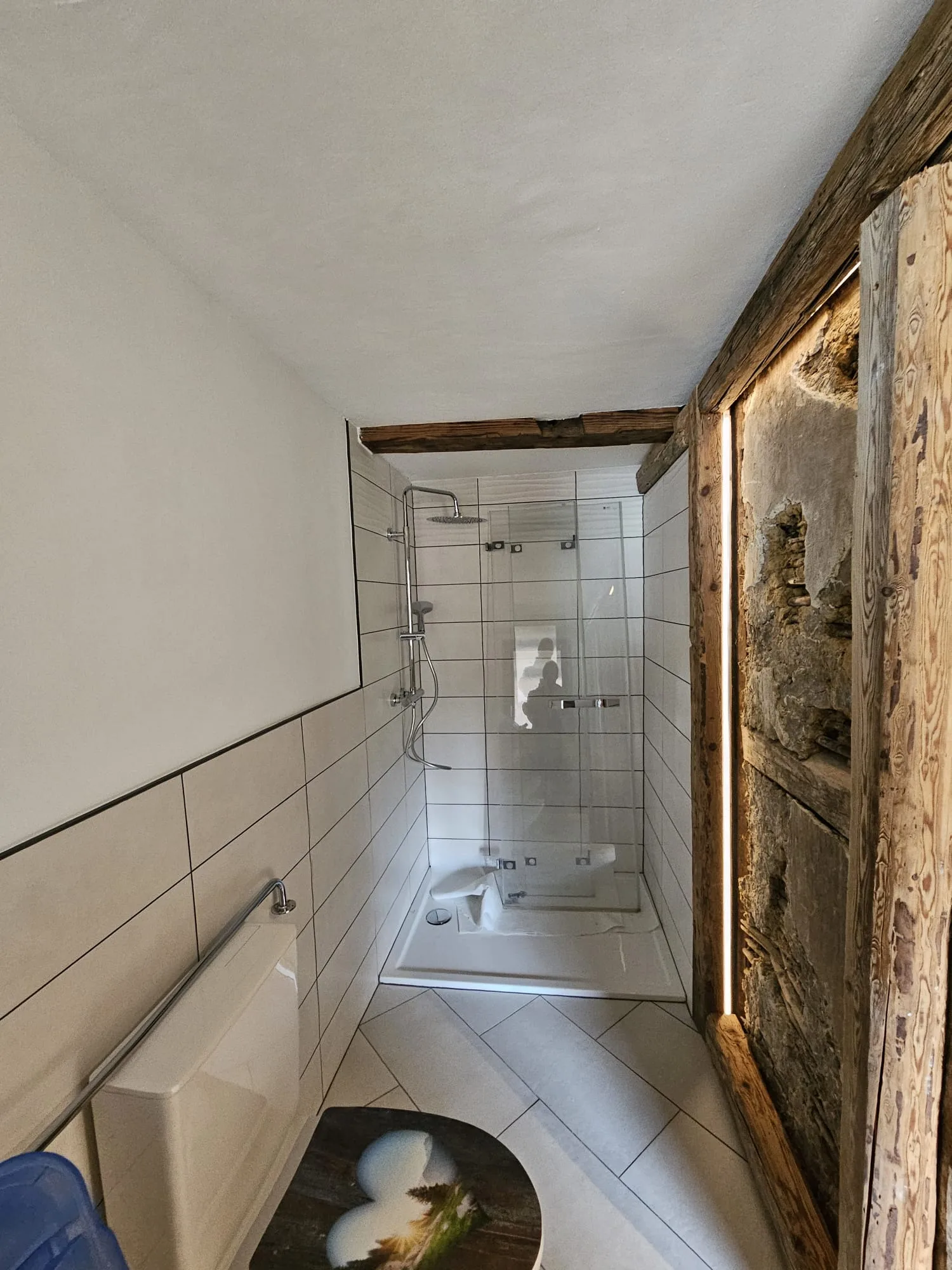 Badezimmer mit historischem Sichtmauerwerk in Aargau — Probst-Bau Projekt (Bild 2)
